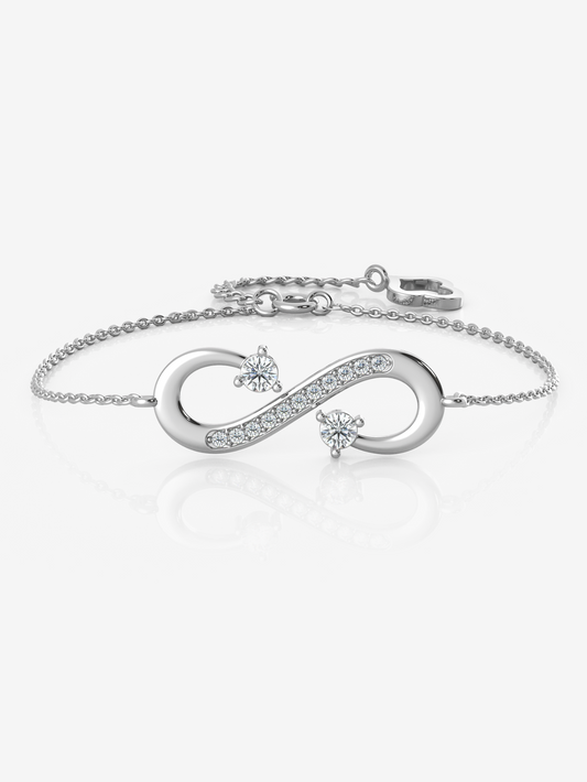 Silver Grand Infinity Bracelet, Rhodium Plated