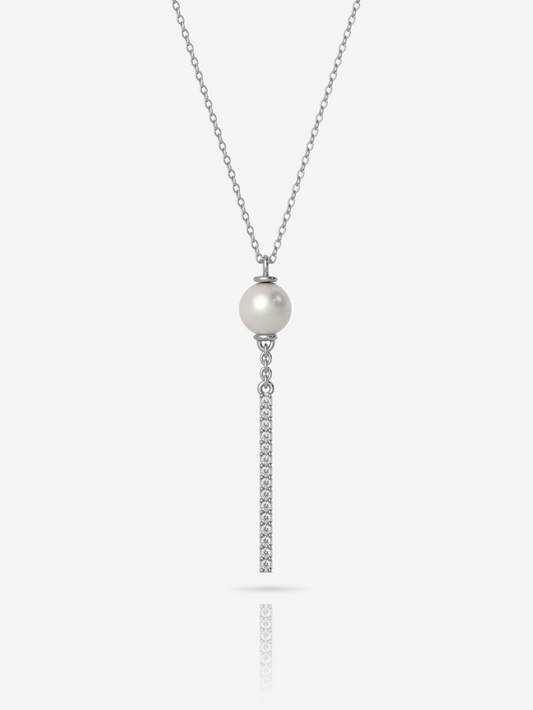 Fresh Water Pearl Y Necklace, Sterling Silver