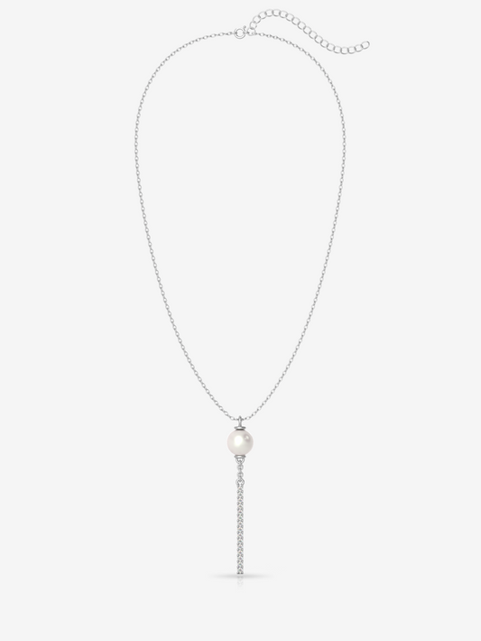 Fresh Water Pearl Y Necklace, Sterling Silver - Verozi