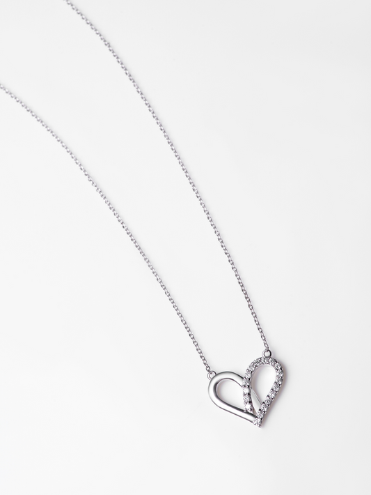 Attract Heart Necklace 925 Sterling Silver and Rhodium Plated