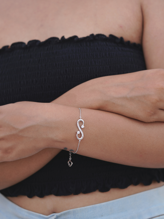 Silver Grand Infinity Bracelet, Rhodium Plated