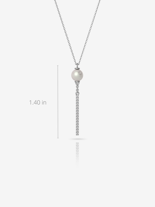Fresh Water Pearl Y Necklace, Sterling Silver - Verozi