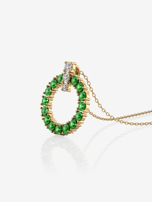 Emerald Green Creativity Circle Necklace, Sterling Silver - Verozi