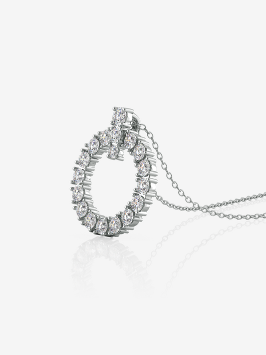 Silver Creativity Circle Necklace, Rhodium Plated - Verozi