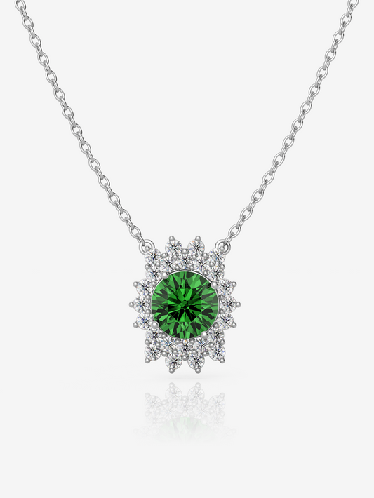 Silver Mellisa Green Necklace, Rhodium Plated