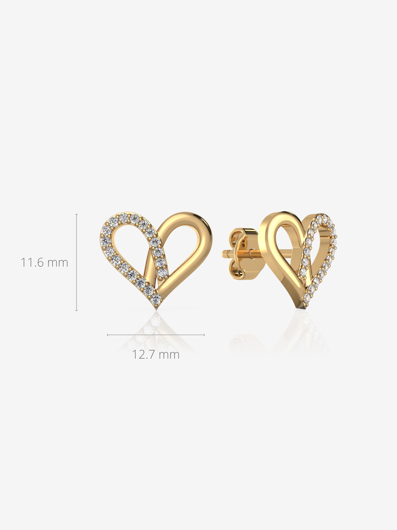 KOREAN STYLE GOLD PLATTED HEART SHAPED STUD EARRINGS FOR GIRLS AND WOMEN