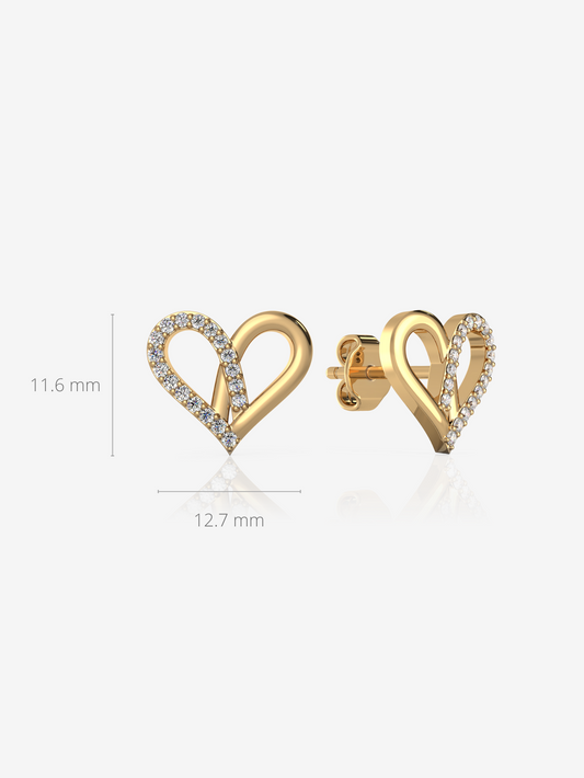 Attract Heart Earrings 925 Sterling Silver and 18k Gold Plated - Verozi