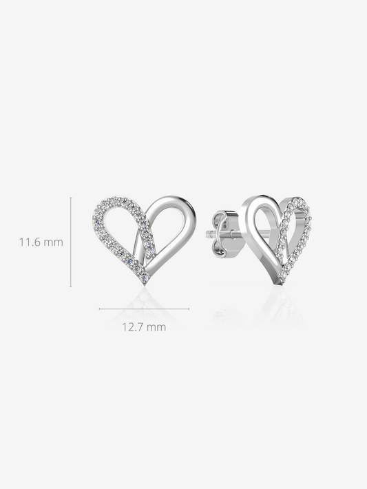 Attract Heart Earrings 925 Sterling Silver and Rhodium Plated - Verozi