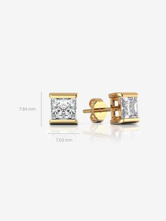 Princess Stately Earrings 925 Sterling Silver and 18K Gold Plated - Verozi