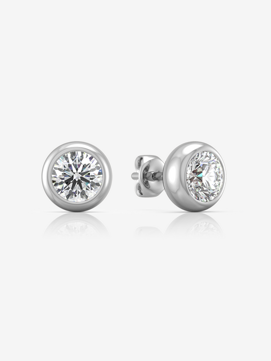 Silver Timeless Solitaire Earrings and Rhodium Plated - Verozi