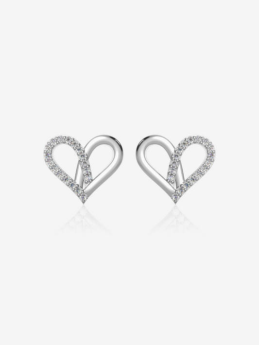 Attract Heart Earrings 925 Sterling Silver and Rhodium Plated - Verozi
