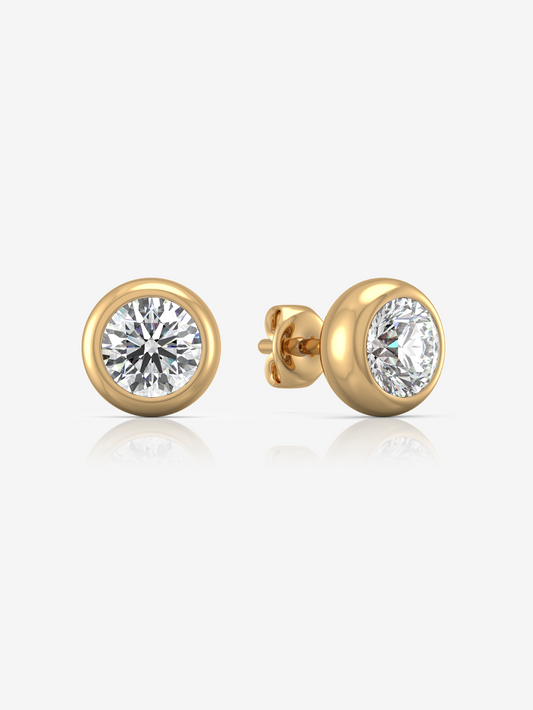 Timeless Solitaire Earrings 925 Sterling Silver and 18K Gold Plated