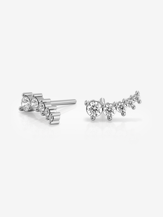 Princess Climber Earrings 925 Sterling Silver and Rhodium Plated