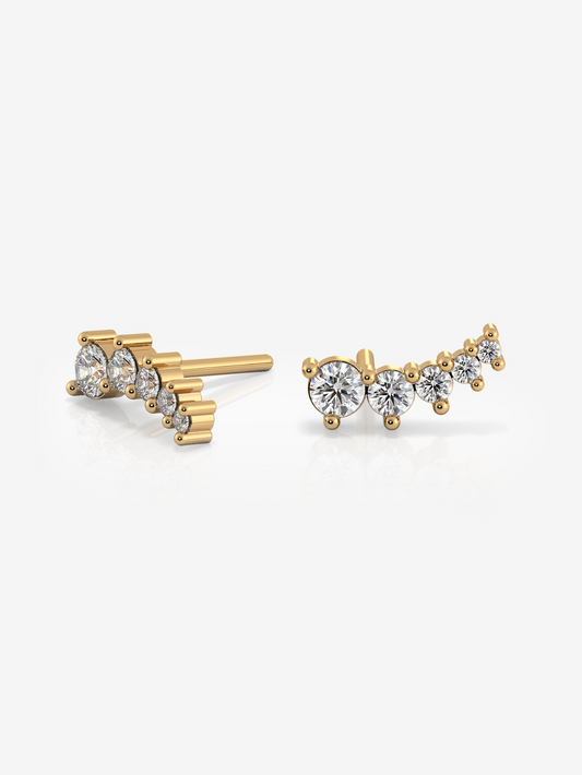 Silver Princess Climber Earrings and 18K Gold Plated - Verozi