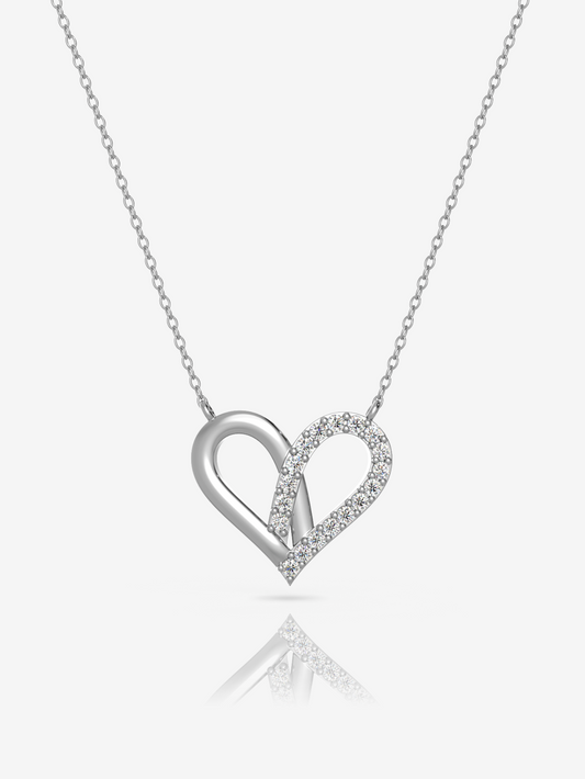Attract Heart Necklace 925 Sterling Silver and Rhodium Plated - Verozi