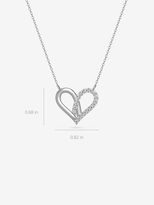Attract Heart Necklace 925 Sterling Silver and Rhodium Plated - Verozi