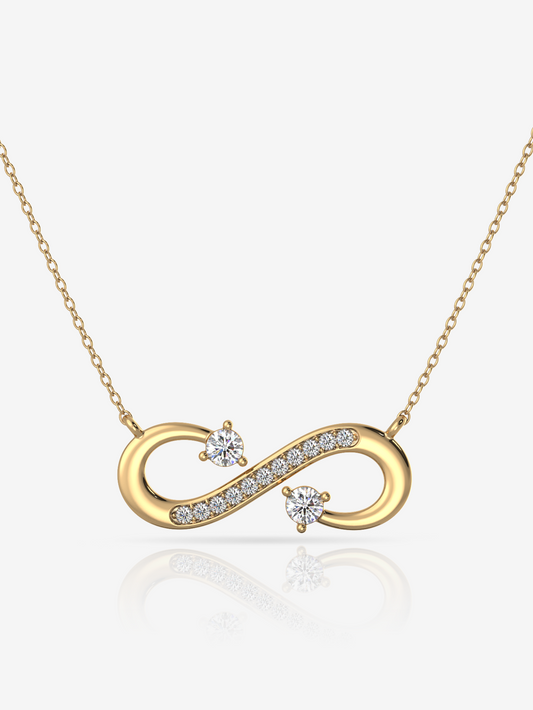 Grand Infinity Necklace 925 Sterling Silver and 18K Gold Plated