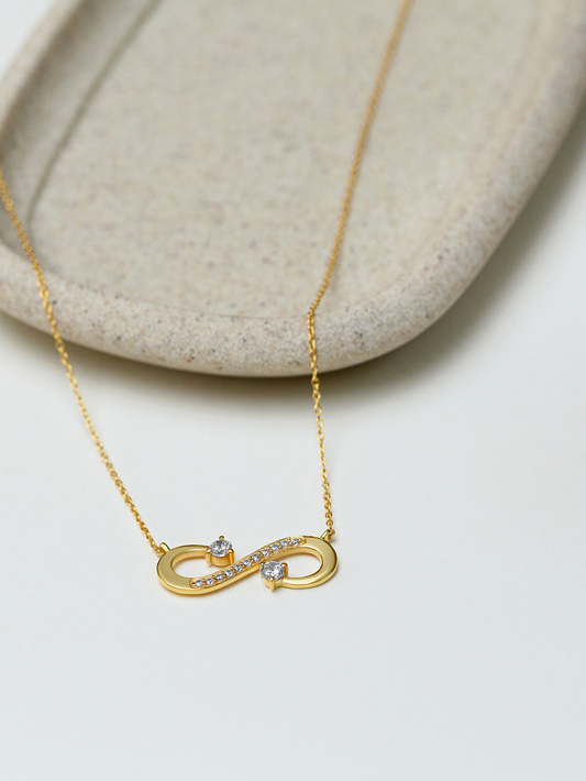 Grand Infinity Necklace 925 Sterling Silver and 18K Gold Plated - Verozi
