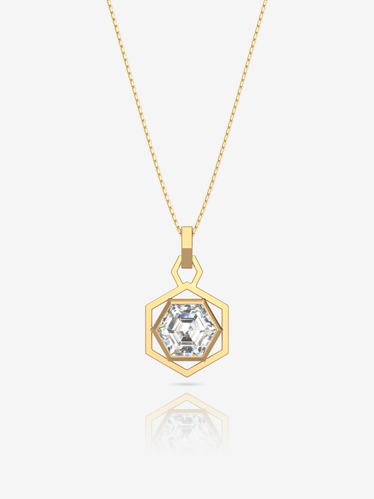 Hexagon Bold Necklace 925 Sterling Silver and 18K Gold Plated