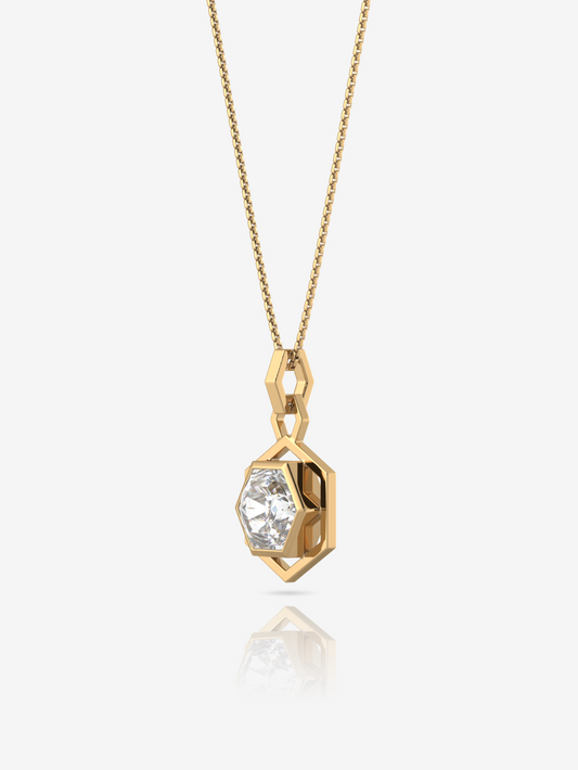 Hexagon Bold Necklace 925 Sterling Silver and 18K Gold Plated - Verozi