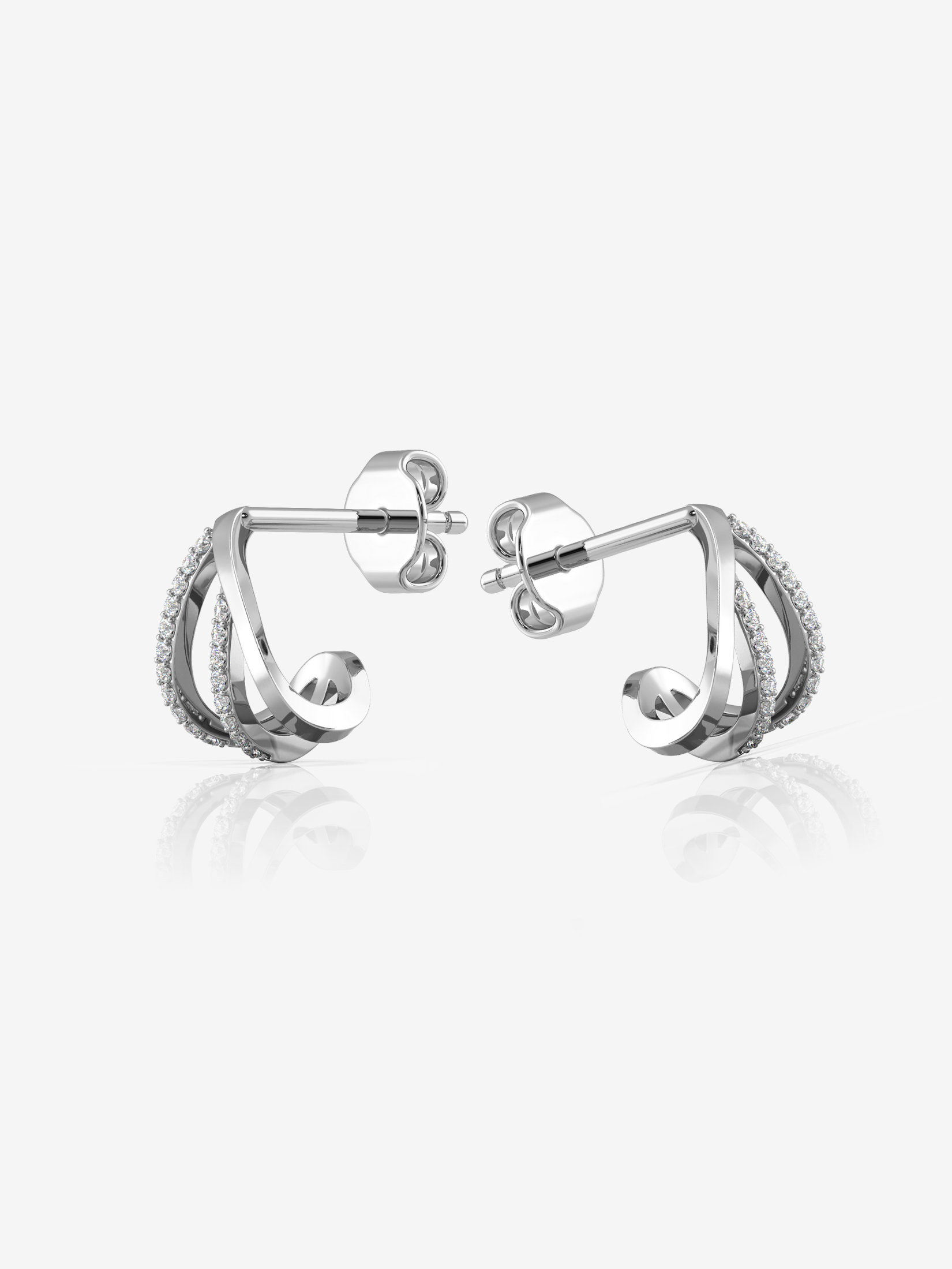 Skinny Diamond Mini Huggie Earrings in Sterling Silver and Diamond |  Jewellery by Monica Vinader