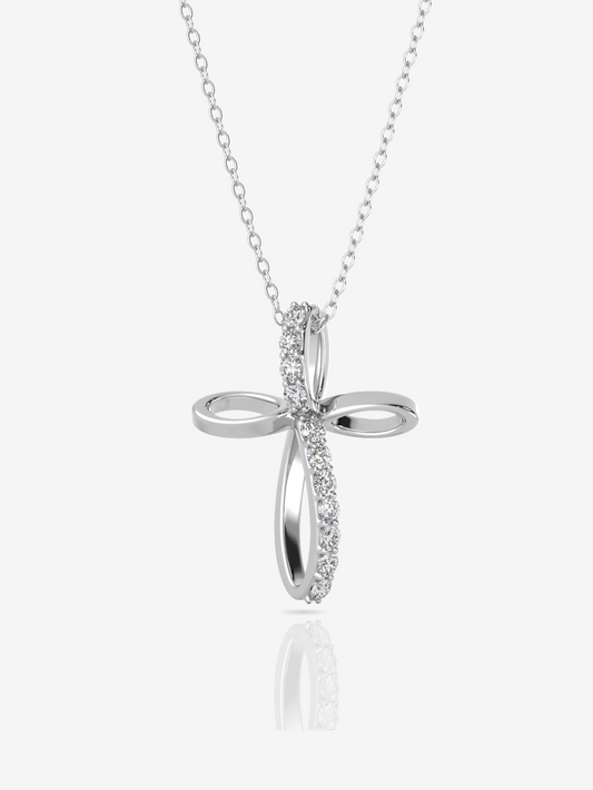Infinity Cross Necklace 925 Sterling Silver and Rhodium Plated
