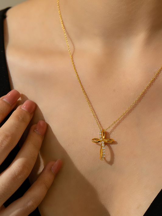 Silver Infinity Cross Necklace and 18K Gold Plated - Verozi