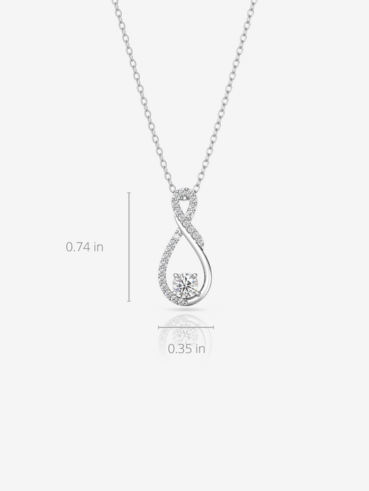 Infinity Swirl Necklace 925 Sterling Silver and Rhodium Plated - Verozi