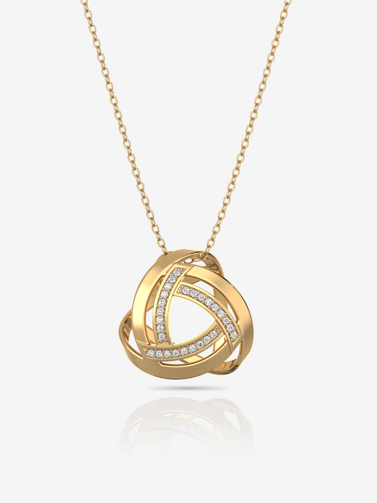 Love Knot Bold Necklace 925 Sterling Silver and 18K Gold Plated