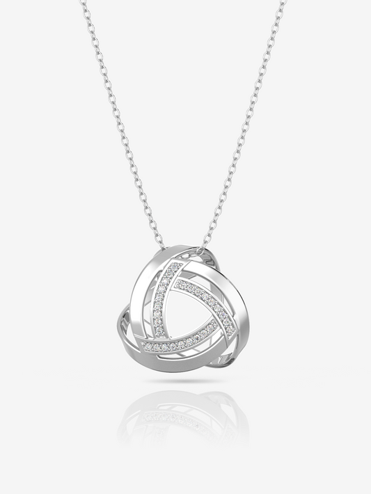 Love Knot Bold Necklace 925 Sterling Silver and Rhodium Plated