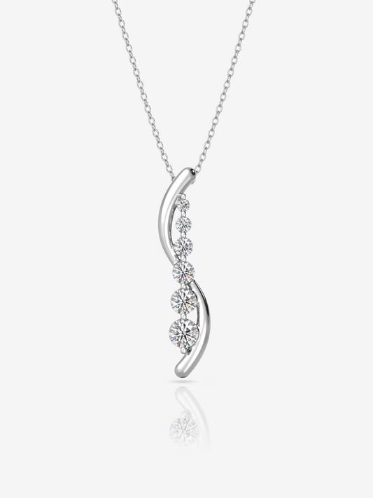 Princess Swirl Necklace 925 Sterling Silver and Rhodium Plated