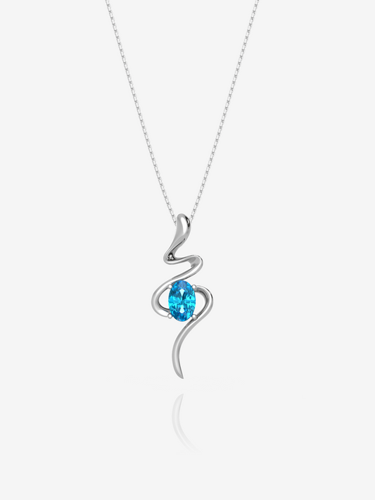 Swirl Swiss Necklace 925 Sterling Silver and Rhodium Plated
