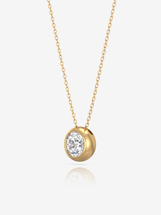 Silver Timeless Solitaire Necklace and 18K Gold Plated - Verozi