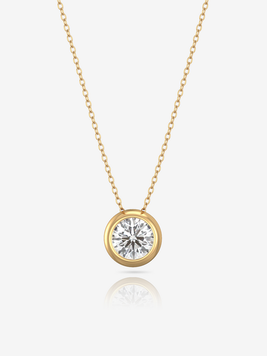 Silver Timeless Solitaire Necklace and 18K Gold Plated - Verozi