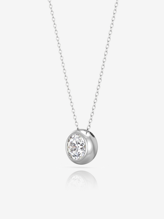 Silver Timeless Solitaire Necklace and Rhodium Plated